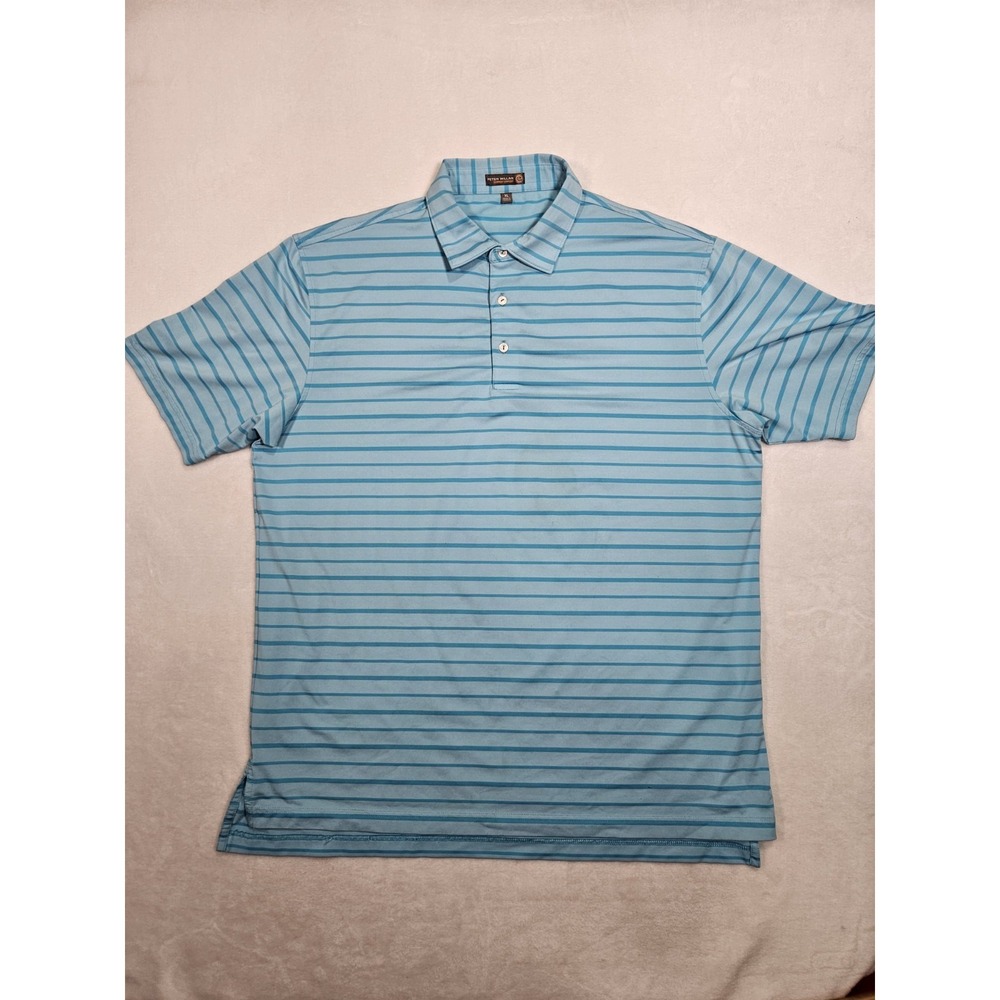 Peter Millar‎  Summer Comfort Men's XL Blue Striped Short Sleeve